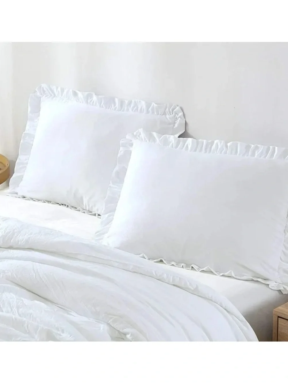White Ruffled Queen 3 piece Comforter Set
